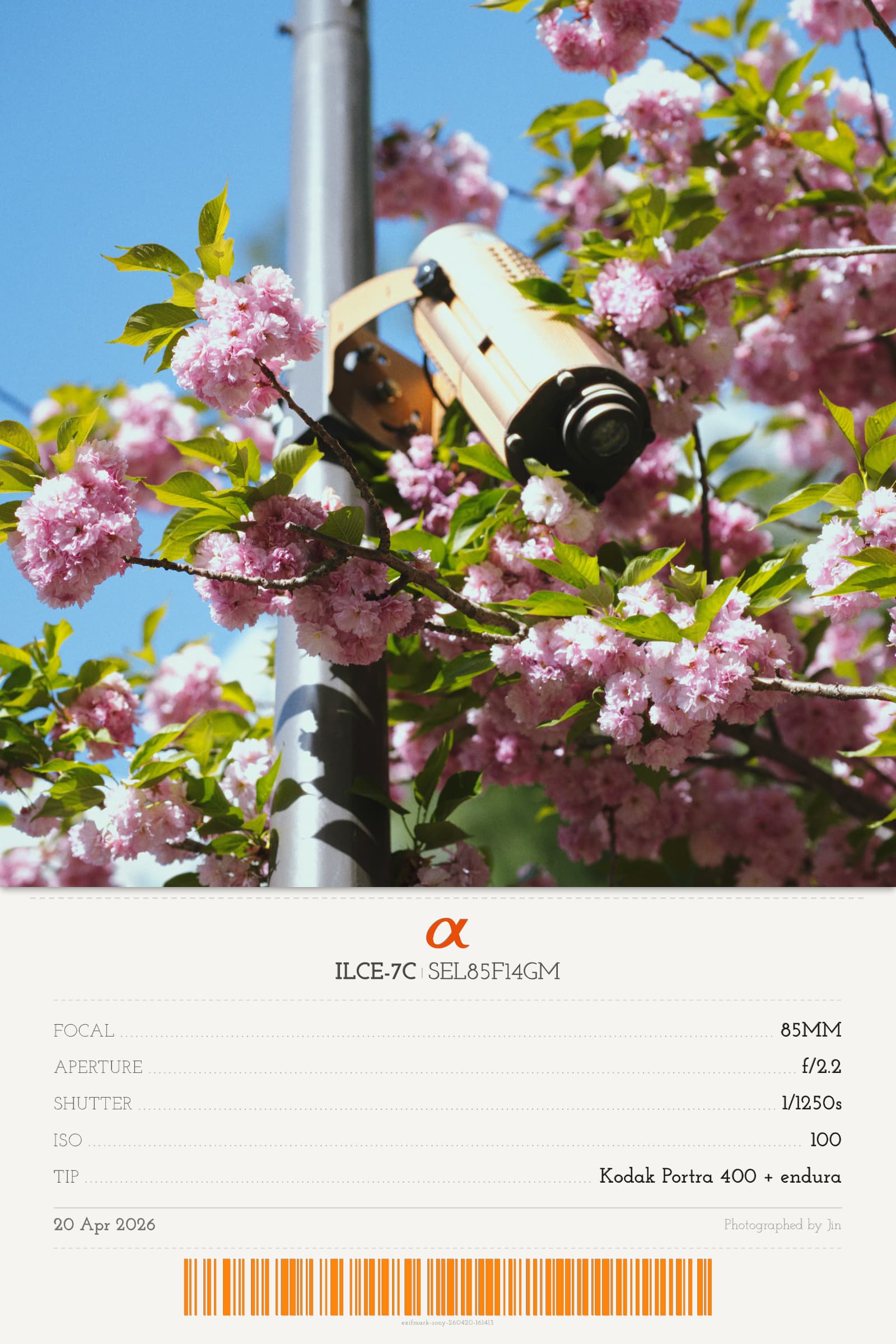 Receipt mark on the closing frame of an afternoon